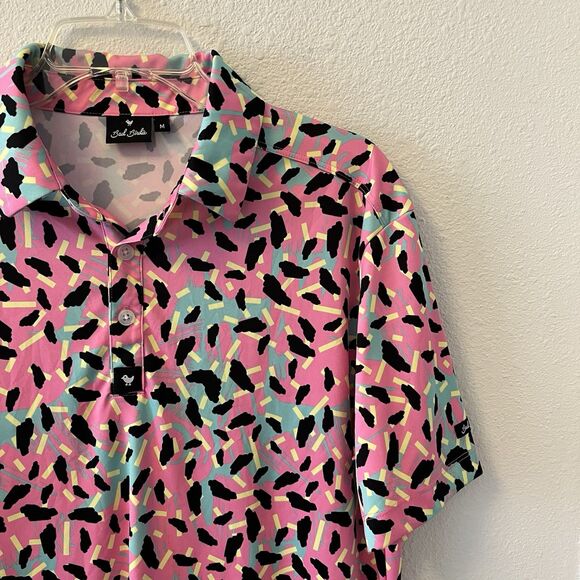 Bad Birdie Men's Polo Shirt Size Medium Short Sleeve Performance Golf 80's Retro - Picture 5 of 13